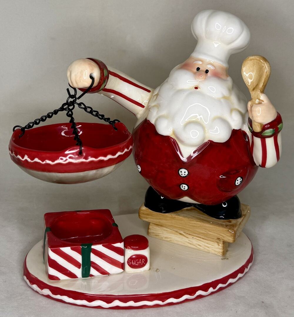 Home Interiors Santa Chef Wax Melt Warmer Tealight Candle Holder Christmas Decor